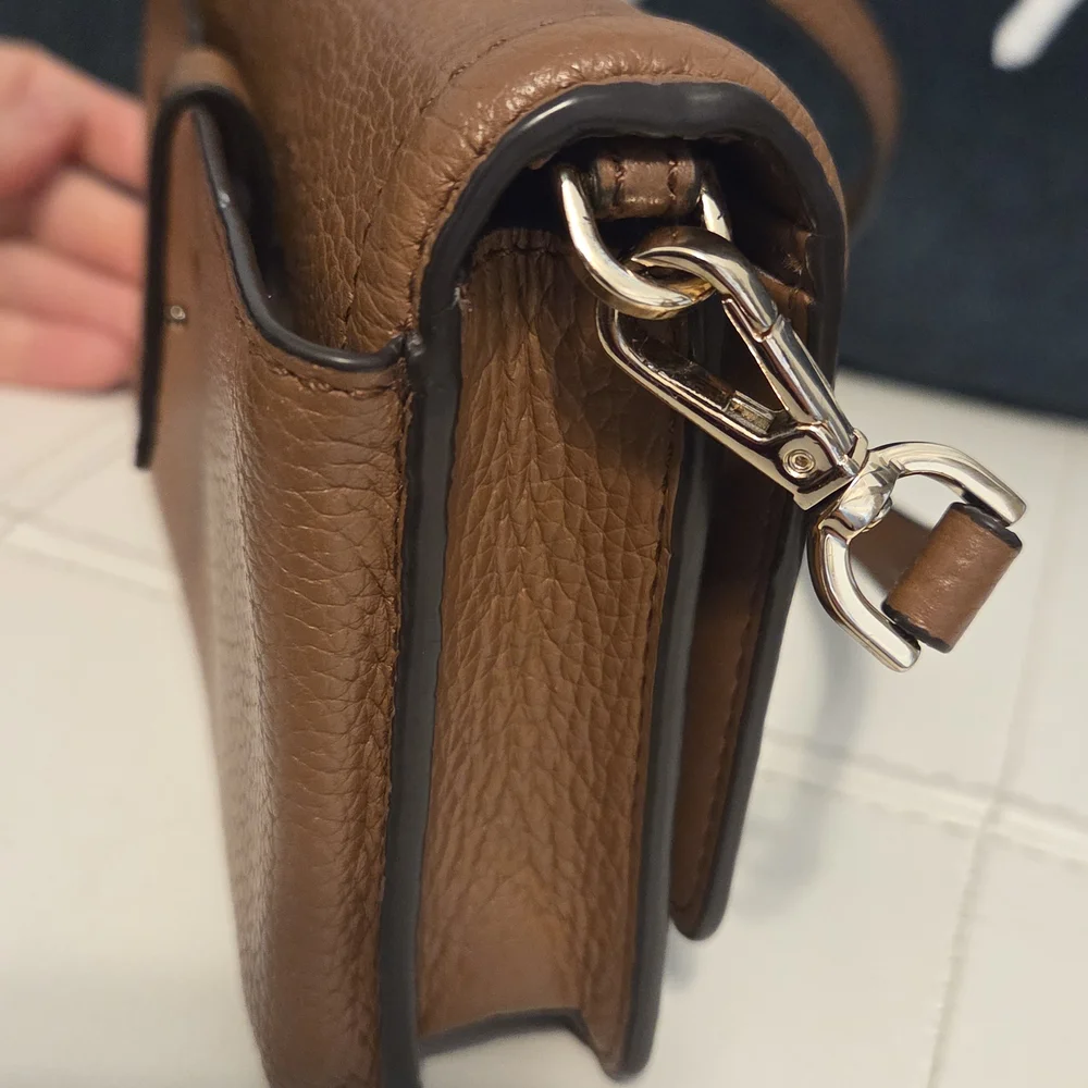 Michael Kors Jet Set Small Cognac Brown Pebbled Leather Smartphone Crossbody Bag